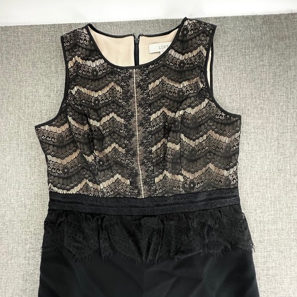 Ann Taylor LOFT‎ Evening Dress Sleeveless Round Neck Lace Detail Size 10 Black - Picture 3 of 13